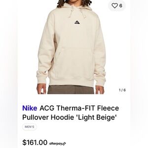 Nike ACG Fleece Pullover Hoodie in Light Beige